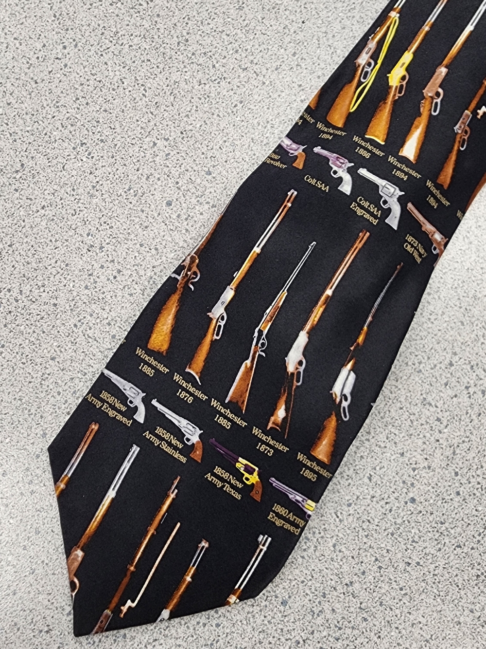 Museum Artifacts Silk Tie Classic Rifles & Revolvers History Gun Novelty